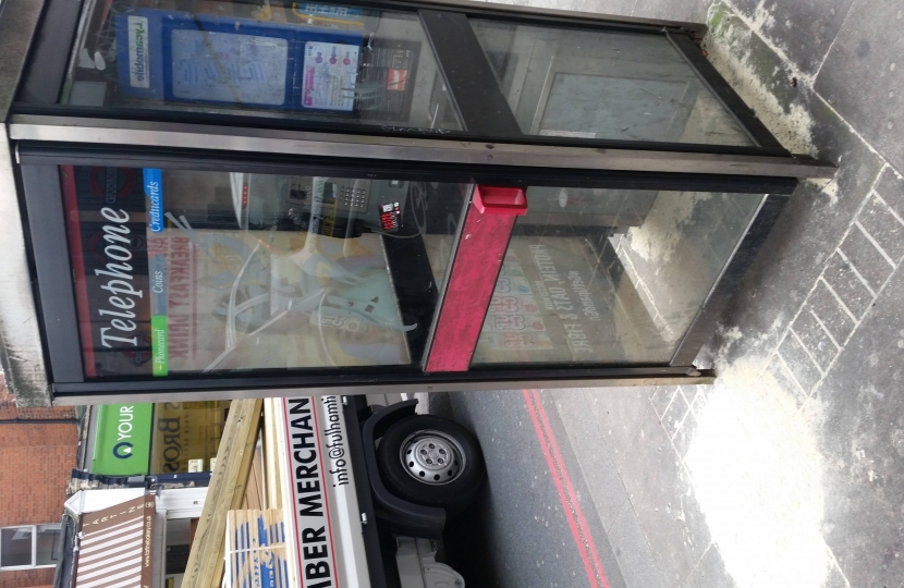 One of many phone boxes on Tooting High Street which see little use