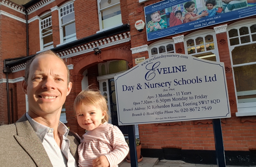 Dan and his daughter Florence outside a local nursery