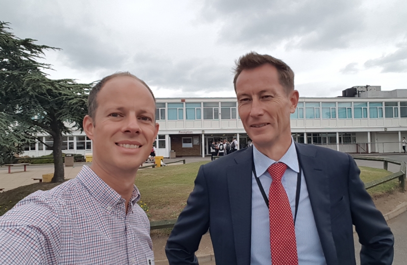 Councillor Dan Watkins meets with head of Herne Bay High, Greenhill's local secondary school