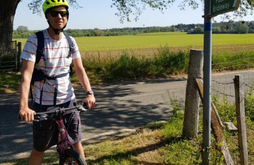 Dan plots out the route for the new Herne Bay to Canterbury cycle route he is campaigning for