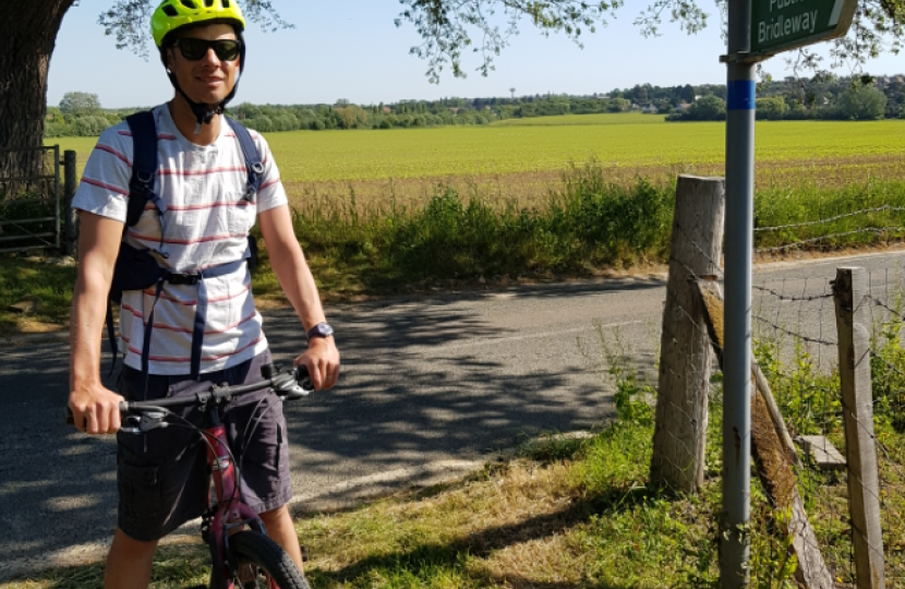 Dan Watkins researching the potential new cycle route from Herne Bay to Canterbury