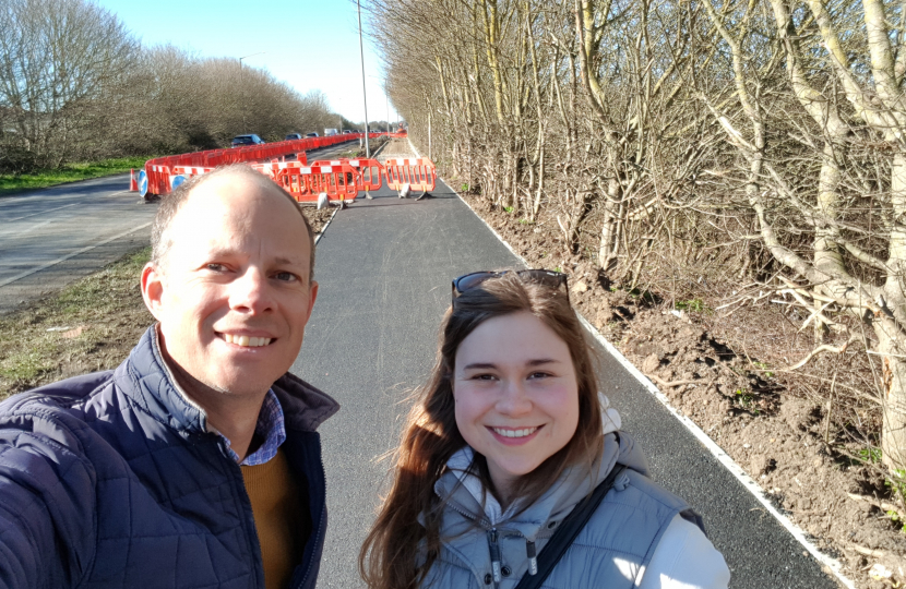 Dan at the construction site for the final stretch of the A2990 cycle/footpath