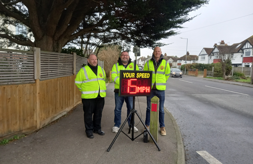 Volunteers and Kent Police man a speed-recording station