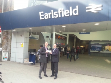 Handing campaign letter to Stephen Hammond MP, Transport MInister