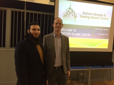 Dan and Tooting Islamic Centre Imam at 'VisitMyMosque day'