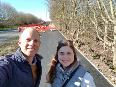 Dan at the construction site for the final stretch of the A2990 cycle/footpath