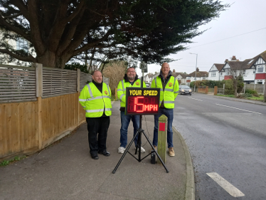 Volunteers and Kent Police man a speed-recording station